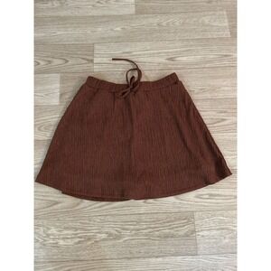 Shein Womens‎ Brown Elastic Waist Skirt With Tie & Lining Size S